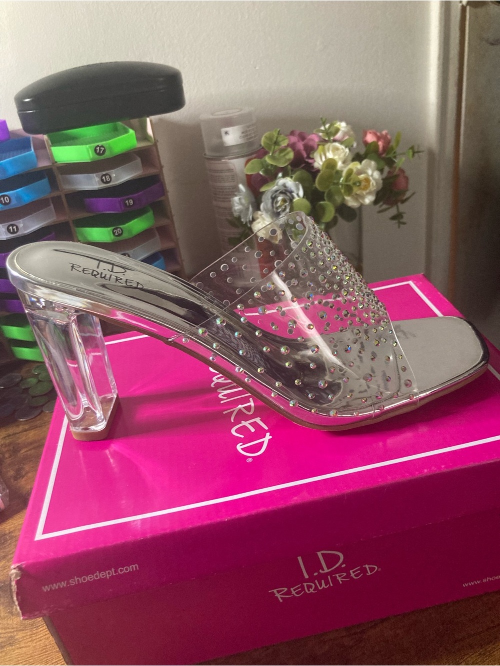 Clear Rhinestone Slide Heel in Silver - Picture 4 of 4